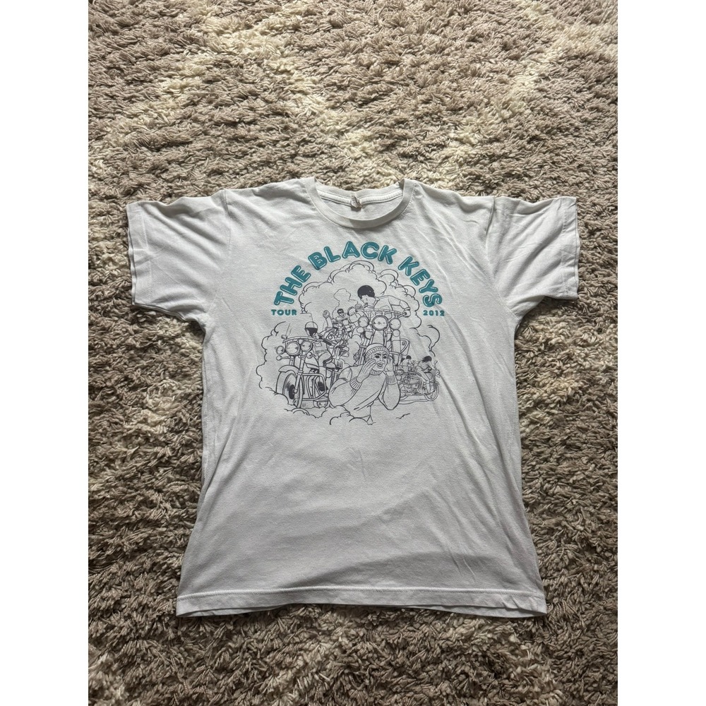 The Black Keys Tour 2012 T-Shirt Mens Medium White Concert Graphic Tee